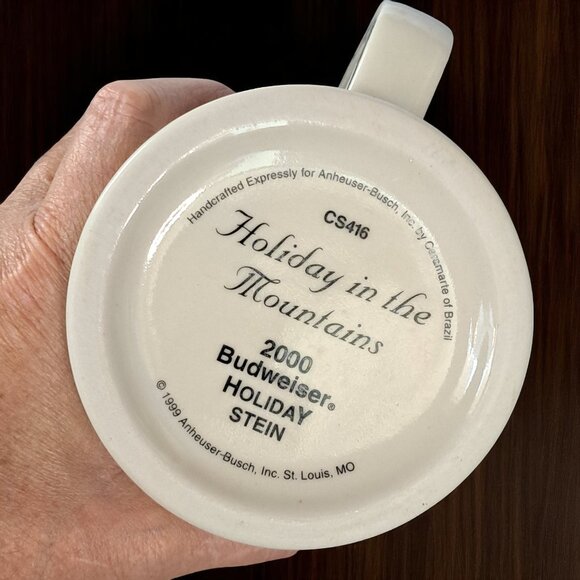 BUDWEISER 2000 Holiday STEIN Beer MUG "Holiday in the Mountains" in Box COA - Picture 6 of 13